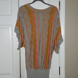 Wet Paint orange and gray striped wide band sweater Sz 2X